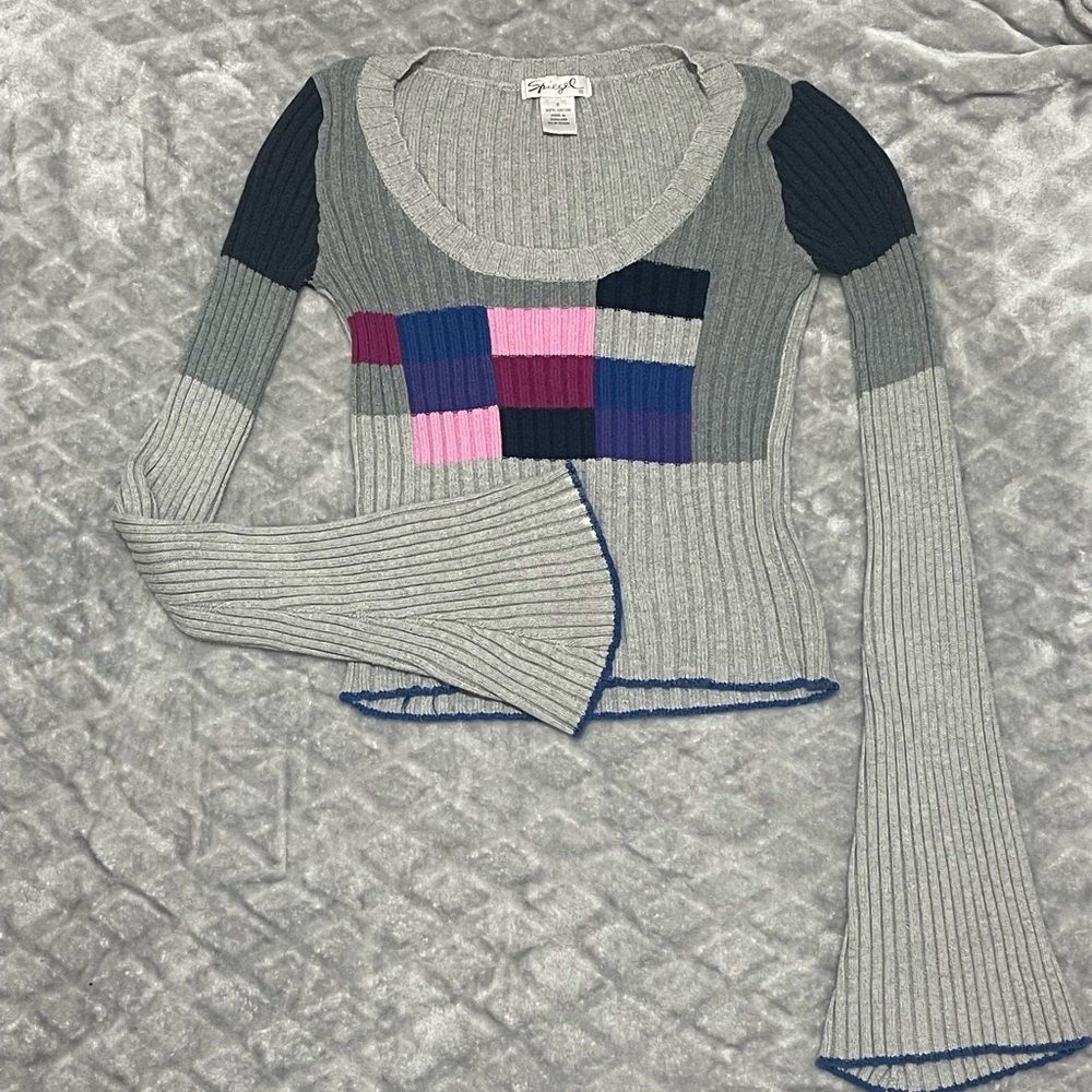 Spiegal Knit Fitted Sweater with Bell Sleeves